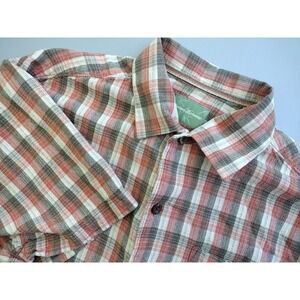Tommy Bahama Silk Plaid Button Up‎ Short Sleeve Shirt Mens Large